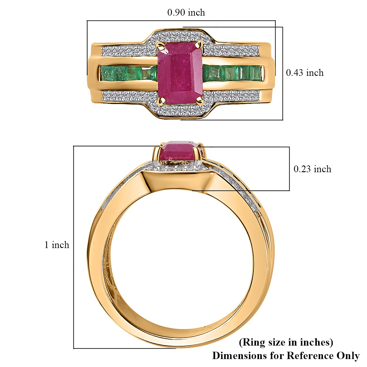 Premium Royal Ruby and Multi Gemstone Ring in Vermeil Yellow Gold Over Sterling Silver (Size 6.0) 2.00 ctw image number 5