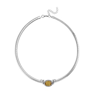 7pcs Interchangeable Simulated Multi Gemstone Omega Chain Necklace in Stainless Steel 18-20 Inches