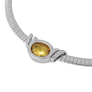 7pcs Interchangeable Simulated Multi Gemstone Omega Chain Necklace in Stainless Steel 18-20 Inches