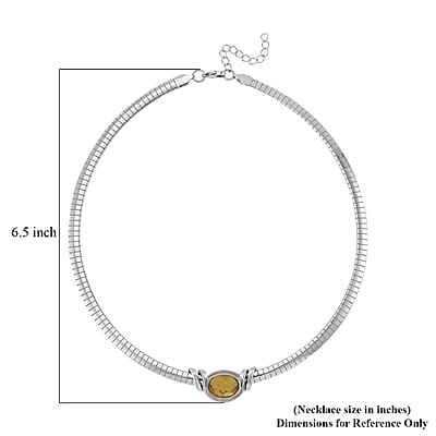 7pcs Interchangeable Simulated Multi Gemstone Omega Chain Necklace in Stainless Steel 18-20 Inches