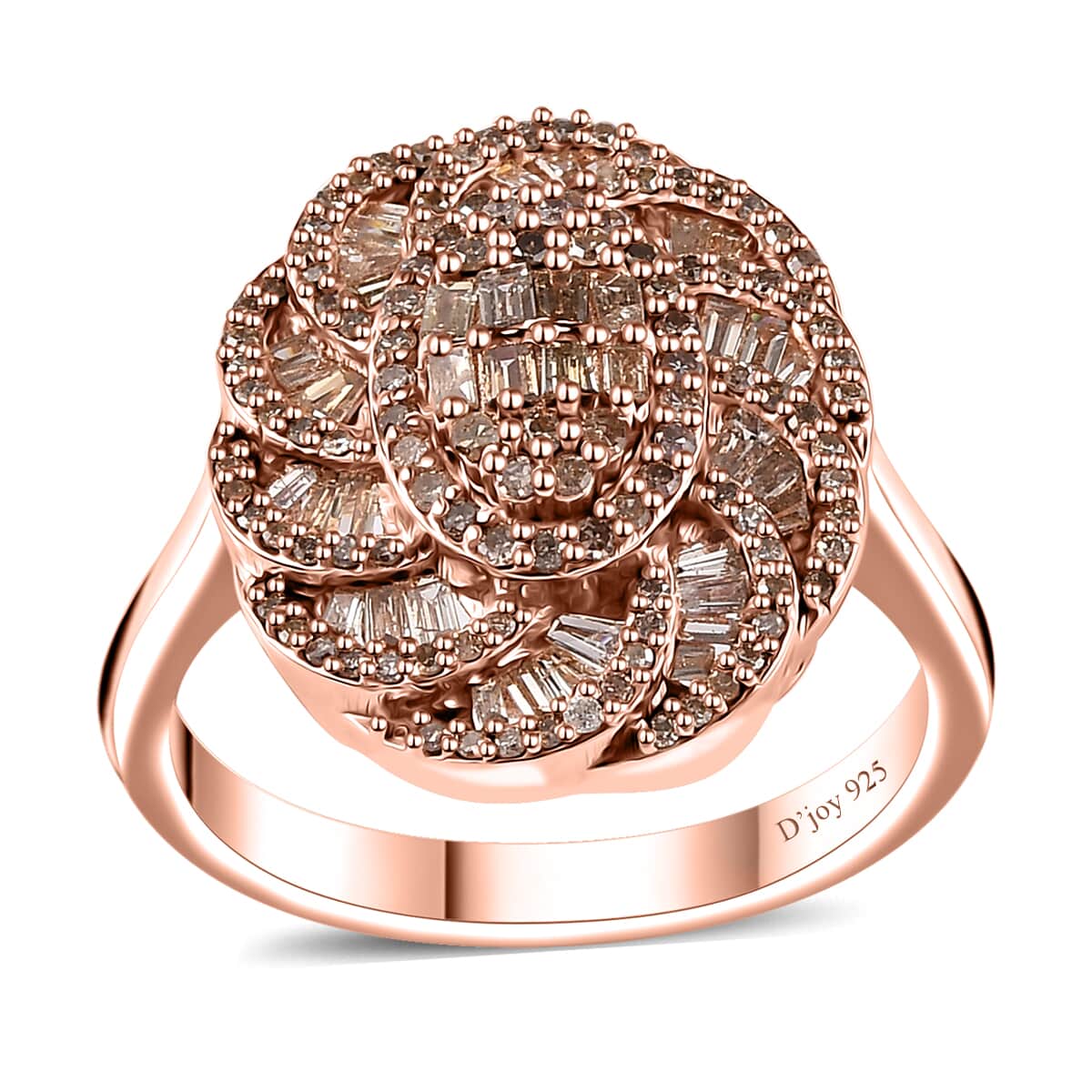 Natural Champagne Diamond Ring in Vermeil Rose Gold Over Sterling Silver (Size 8.0) 1.00 ctw image number 0