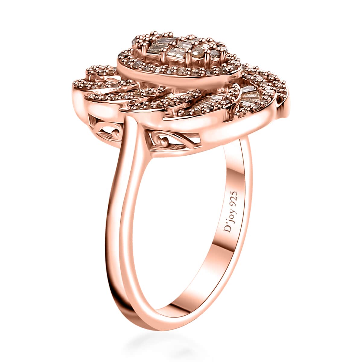 Natural Champagne Diamond Ring in Vermeil Rose Gold Over Sterling Silver (Size 8.0) 1.00 ctw image number 3