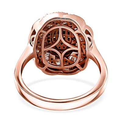 Natural Champagne Diamond Ring in Vermeil Rose Gold Over Sterling Silver (Size 8.0) 1.00 ctw