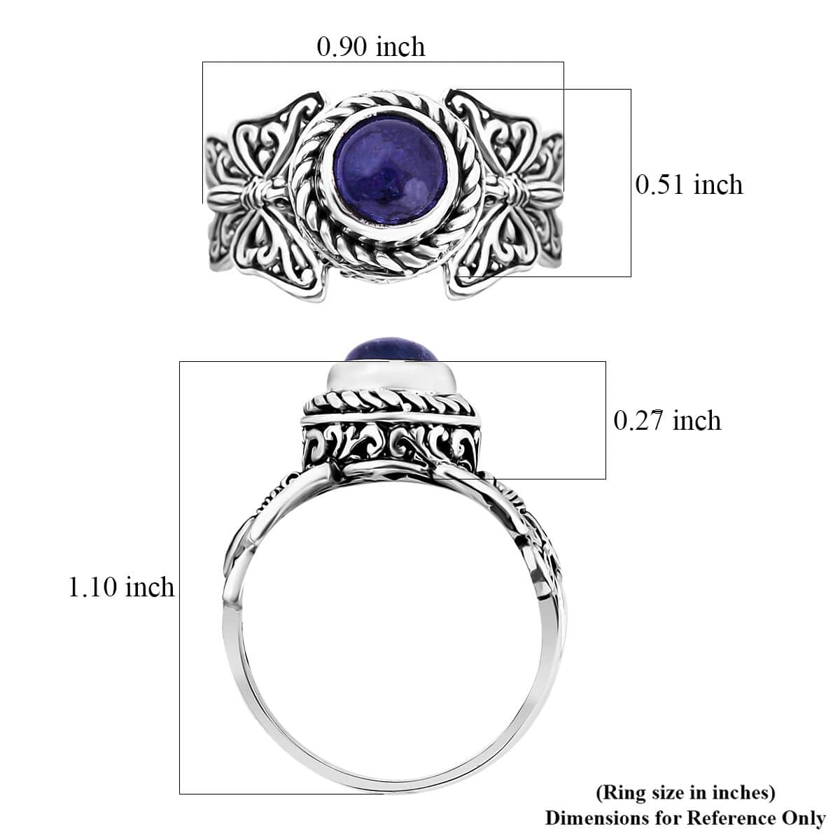 Bali Legacy Tanzanite Butterfly Ring in Sterling Silver (Size 8.0) 1.80 ctw image number 5