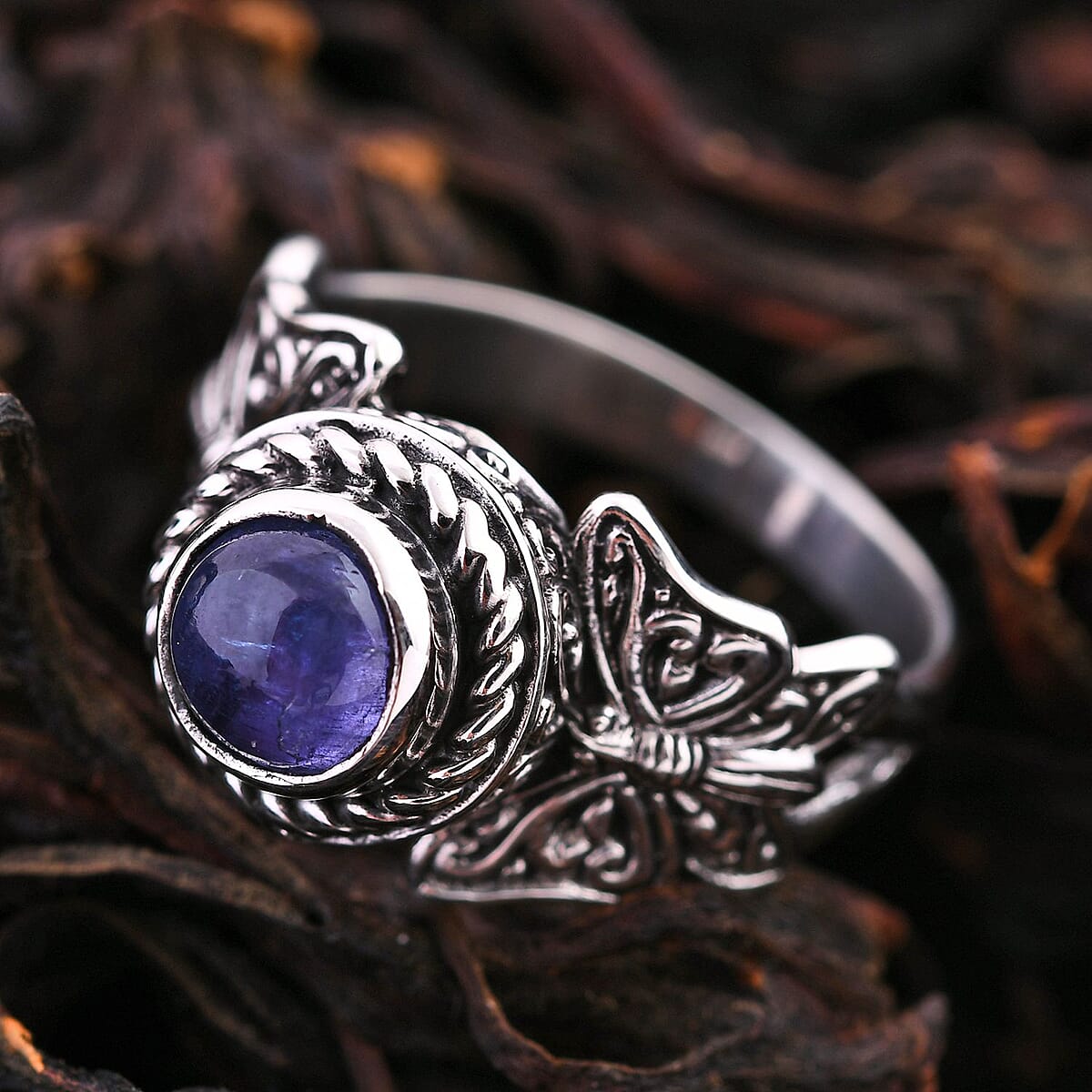 Bali Legacy Tanzanite Butterfly Ring in Sterling Silver (Size 9.0) 1.80 ctw image number 1