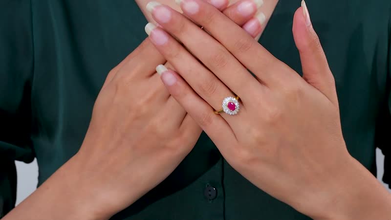 Premium Taveta Ruby, White Zircon Ballerina Ring in Vermeil YG Over Sterling Silver (Size 10.0) 1.90 ctw