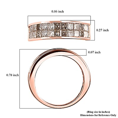 Luxoro 14K Rose Gold I1-I2 Natural Champagne Diamond 2.00 ctw Double Row Half Eternity Band Ring (Size 10.0)