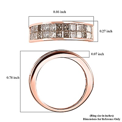 Luxoro 14K Rose Gold I1-I2 Natural Champagne Diamond 2.00 ctw Double Row Half Eternity Band Ring (Size 6.0)