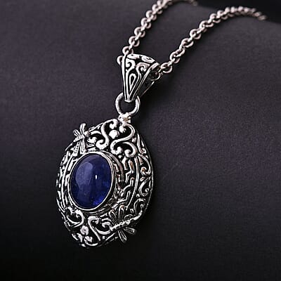Bali Legacy Tanzanite Dragonfly Pendant in Sterling Silver 5.20 ctw