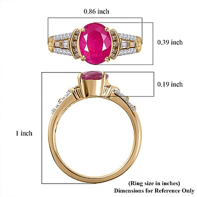 Luxoro 10K Yellow Gold Premium Taveta Ruby, Natural Champagne and White Diamond Ring (Size 5.0) 2.85 ctw