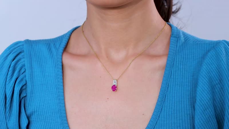 Luxoro 10K Yellow Gold Premium Royal Ruby and Natural Champagne and White Diamond Pendant without Chain 2.75 ctw