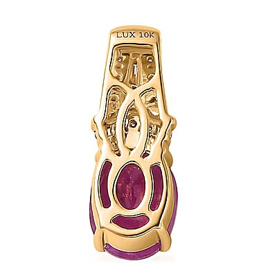 Luxoro 10K Yellow Gold Premium Royal Ruby and Natural Champagne and White Diamond Pendant without Chain 2.75 ctw