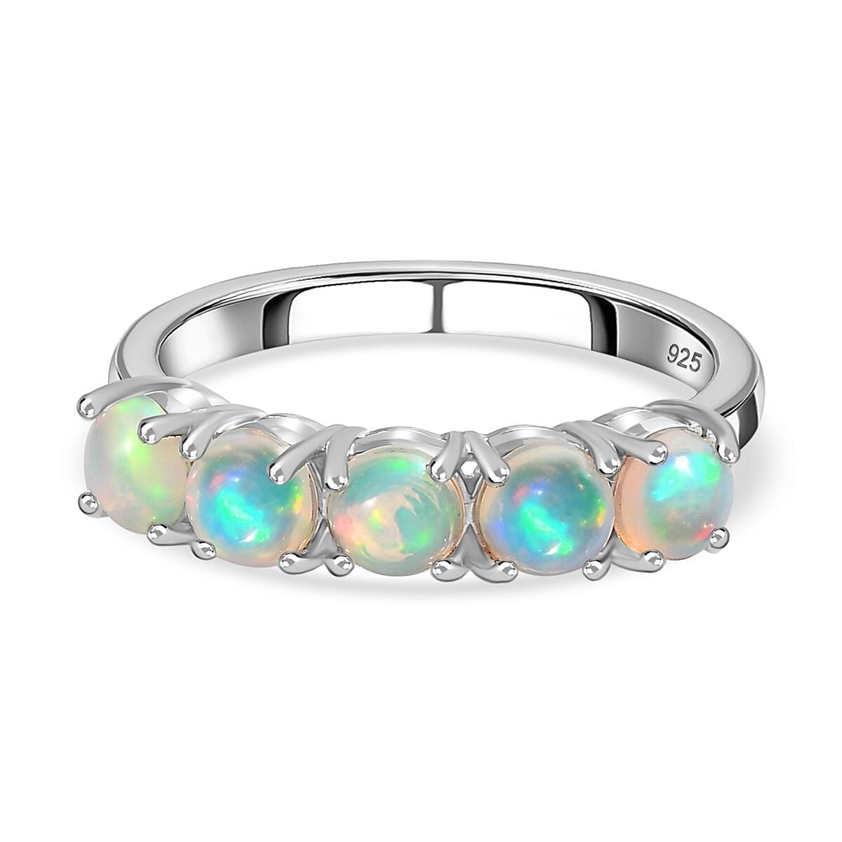 Ethiopian Welo Opal 0.83 ctw Ring in Platinum Over Sterling Silver (Size 11.5)