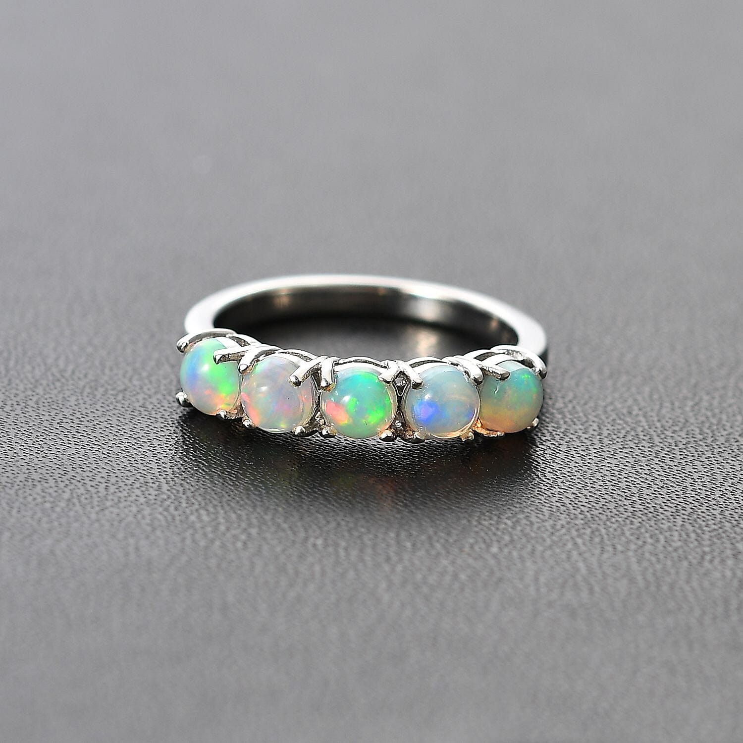 Ethiopian Welo Opal 0.83 ctw Ring in Platinum Over Sterling Silver (Size 11.5)