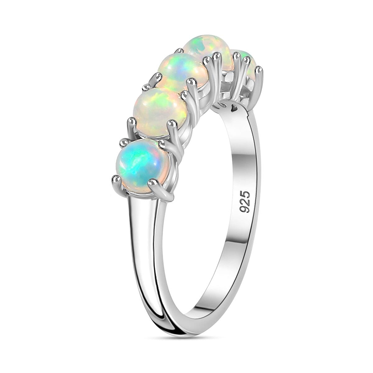 Ethiopian Welo Opal 0.83 ctw Ring in Platinum Over Sterling Silver (Size 11.5)