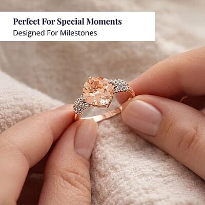 Certified & Appraised Luxoro AAA Marropino Morganite and G-H I2 Diamond 3.80 ctw Ring in 10K Rose Gold (Size 11.0)