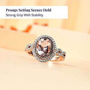 Certified & Appraised Luxoro AAA Marropino Morganite and G-H I2 Diamond 3.80 ctw Ring in 10K Rose Gold (Size 5.0)