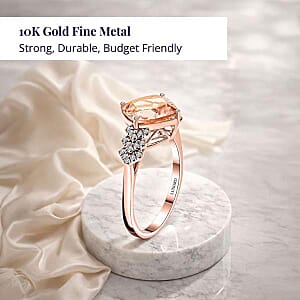 Certified & Appraised Luxoro AAA Marropino Morganite and G-H I2 Diamond 3.80 ctw Ring in 10K Rose Gold (Size 5.5)