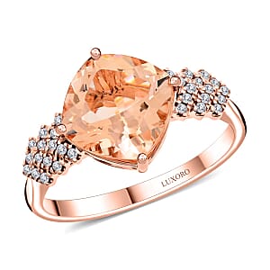 Certified & Appraised Luxoro AAA Marropino Morganite and G-H I2 Diamond 3.80 ctw Ring in 10K Rose Gold (Size 6.5)