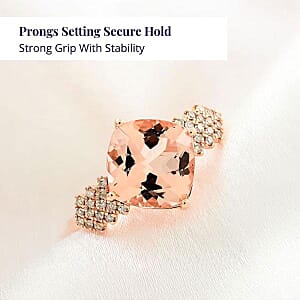 Certified & Appraised Luxoro AAA Marropino Morganite and G-H I2 Diamond 3.80 ctw Ring in 10K Rose Gold (Size 7.5)