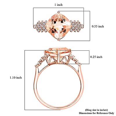 Luxoro AAA Marropino Morganite and G-H I2 Diamond 3.80 ctw Ring in 10K Rose Gold (Size 9.0)