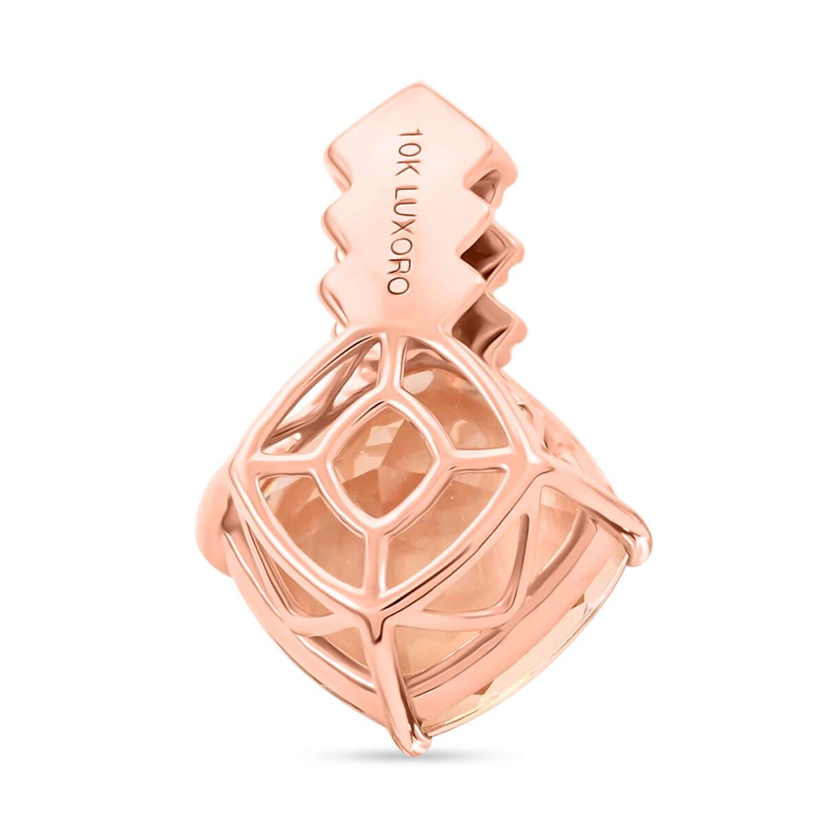 Luxoro 10K Rose Gold AAA Marropino Morganite and G-H I2 Diamond Pendant 3.70 ctw image number 4