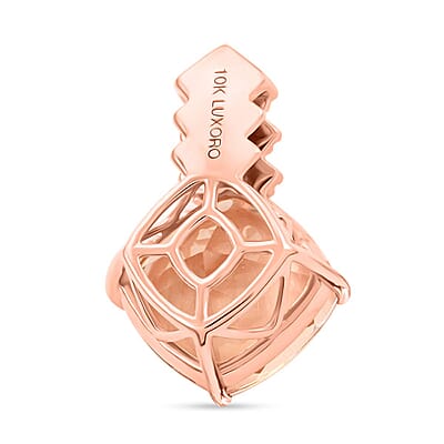 Luxoro 10K Rose Gold AAA Marropino Morganite and G-H I2 Diamond Pendant without Chain 3.70 ctw