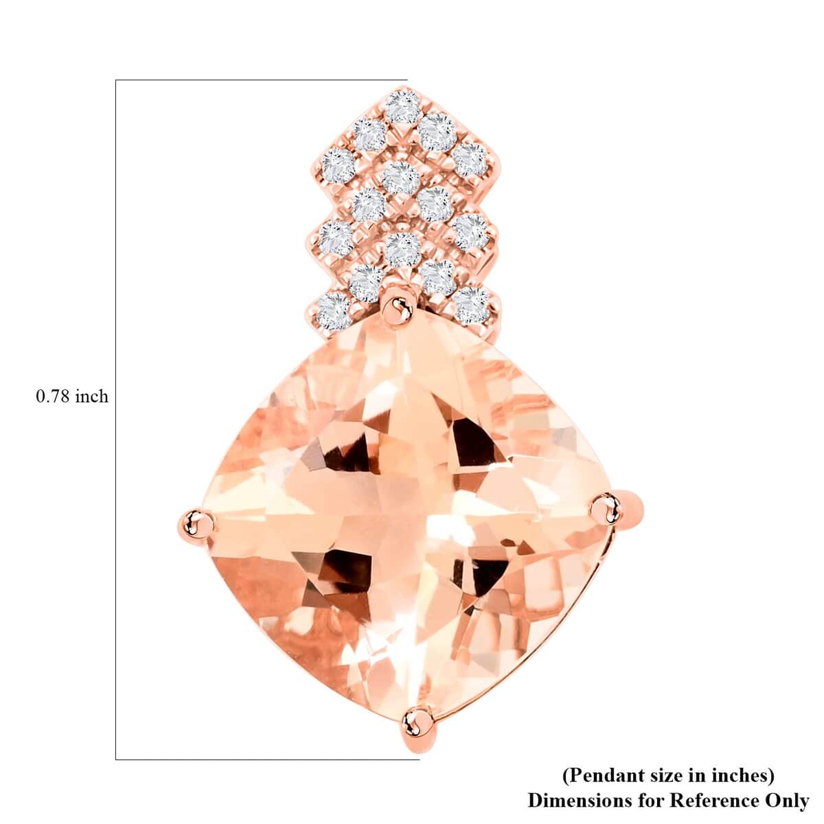 Certified & Appraised Luxoro 10K Rose Gold AAA Marropino Morganite and G-H I2 Diamond Pendant 3.70 ctw image number 5