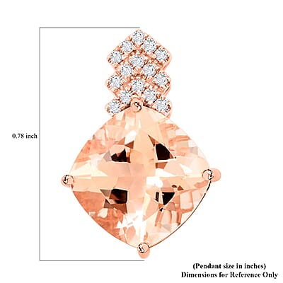Luxoro 10K Rose Gold AAA Marropino Morganite and G-H I2 Diamond Pendant without Chain 3.70 ctw
