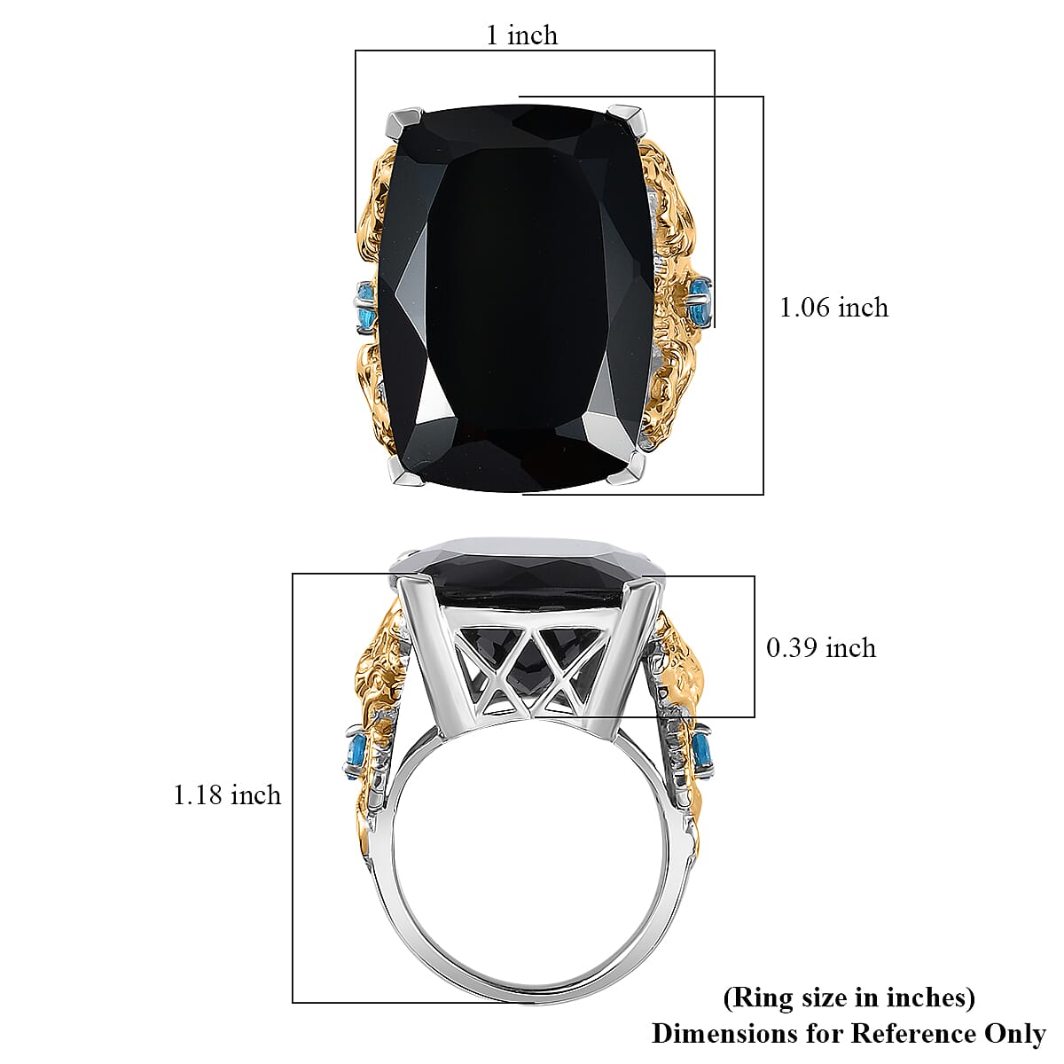 Thai Black Spinel, Malgache Neon Apatite Dragon Ring in Vermeil YG and Rhodium Over Sterling Silver (Size 9.0) 41.15 ctw image number 5