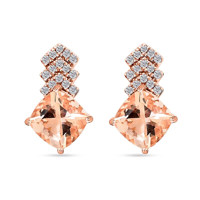 Certified and Appraised Luxoro AAA Marropino Morganite and G-H I2 Diamond 2.70 ctw Earrings in 10K Rose Gold