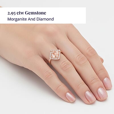 Certified & Appraised Luxoro AAA Marropino Morganite and G-H I2 Diamond 2.95 ctw Ring in 10K Rose Gold (Size 5.0)