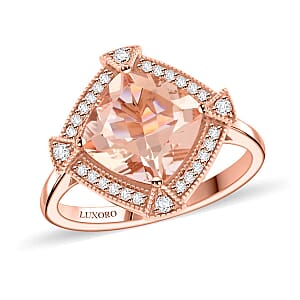 Certified & Appraised Luxoro AAA Marropino Morganite and G-H I2 Diamond 2.95 ctw Ring in 10K Rose Gold (Size 5.5)