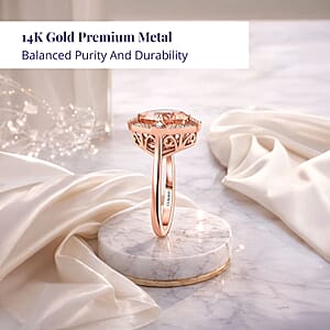 Certified & Appraised Luxoro AAA Marropino Morganite and G-H I2 Diamond 2.95 ctw Ring in 10K Rose Gold (Size 5.5)