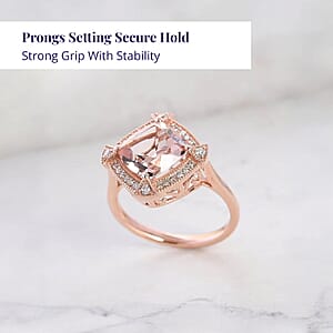 Certified & Appraised Luxoro AAA Marropino Morganite and G-H I2 Diamond 2.95 ctw Ring in 10K Rose Gold (Size 6.5)