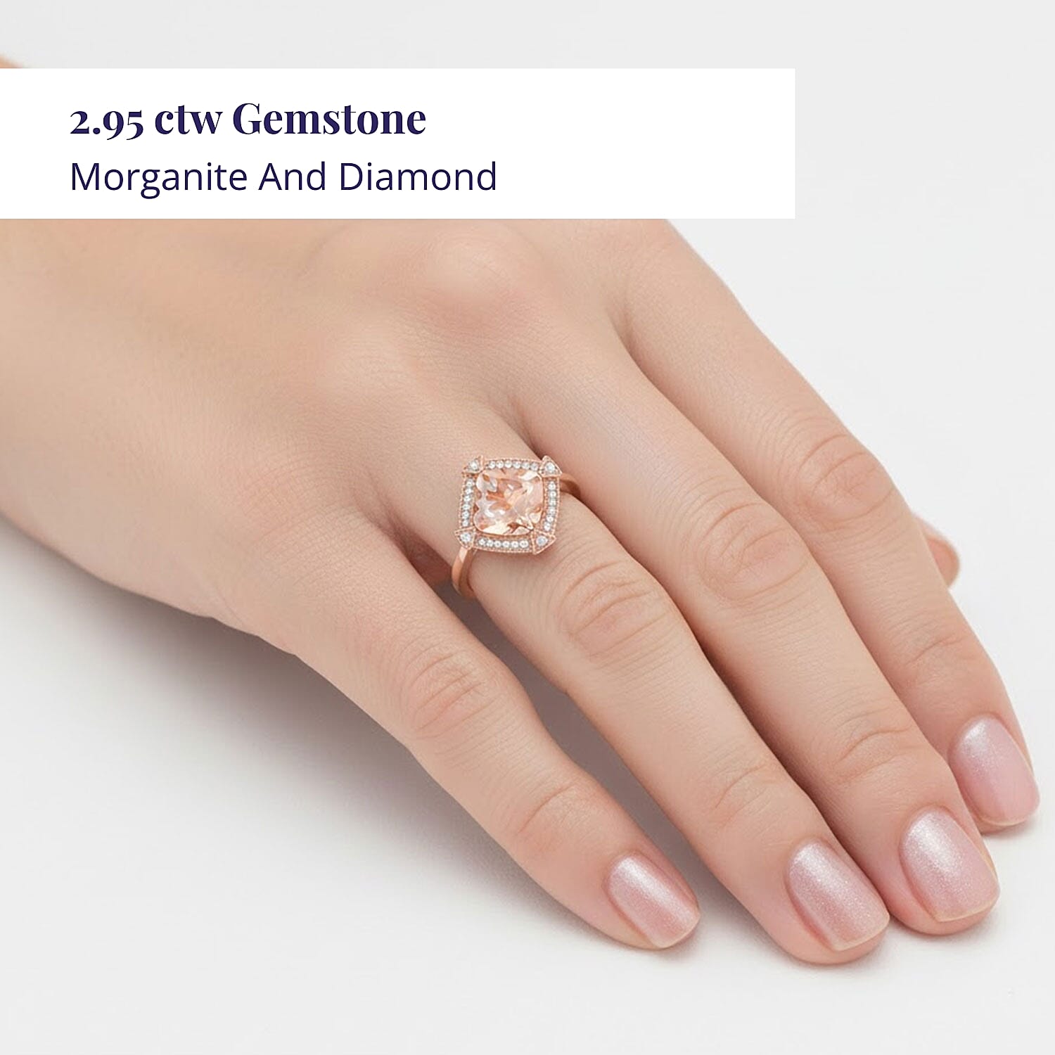 Ankur Treasure Chest Certified & Appraised Luxoro 10K Rose Gold AAA Marropino Morganite and G-H I2 Diamond Ring 2.95 ctw
