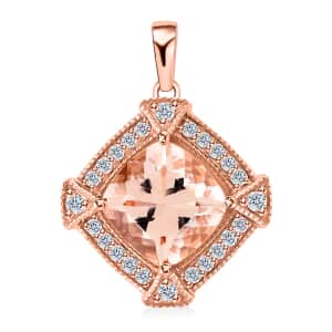 Ankur Treasure Chest Certified & Appraised Luxoro 10K Rose Gold AAA Marropino Morganite and G-H I2 Diamond Pendant 2.95 ctw