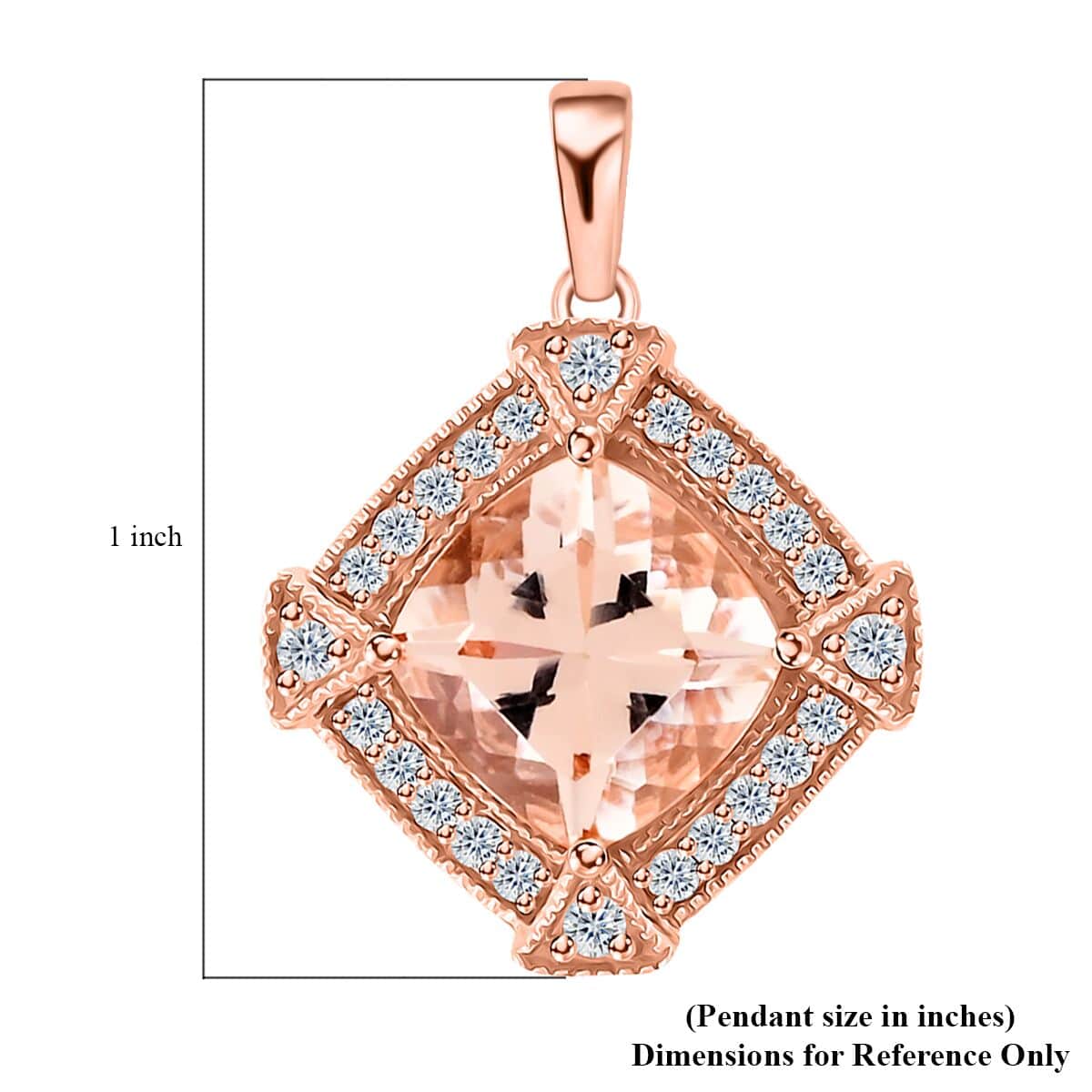 Ankur Treasure Chest Certified & Appraised Luxoro 10K Rose Gold AAA Marropino Morganite and G-H I2 Diamond Pendant 2.95 ctw image number 4