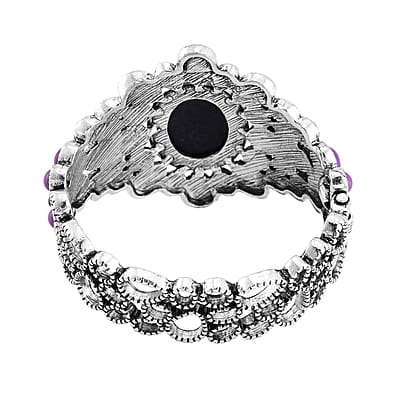 Cameo and Constituted Purple Howlite Bangle Bracelet in Silvertone (7.0 In) 26.00 ctw