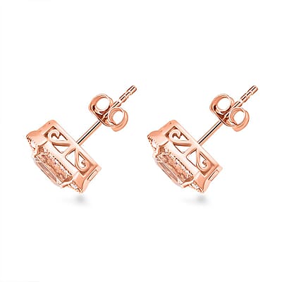 Certified & Appraised Luxoro 10K Rose Gold AAA Marropino Morganite and G-H I2 Diamond Earrings 2.80 ctw