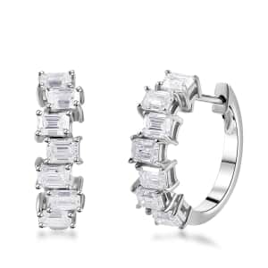 Moissanite Hoop Earrings in Platinum Over Sterling Silver 2.90 ctw