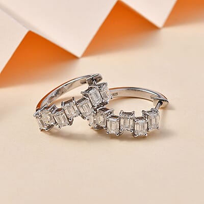 Moissanite Hoop Earrings in Platinum Over Sterling Silver 2.90 ctw