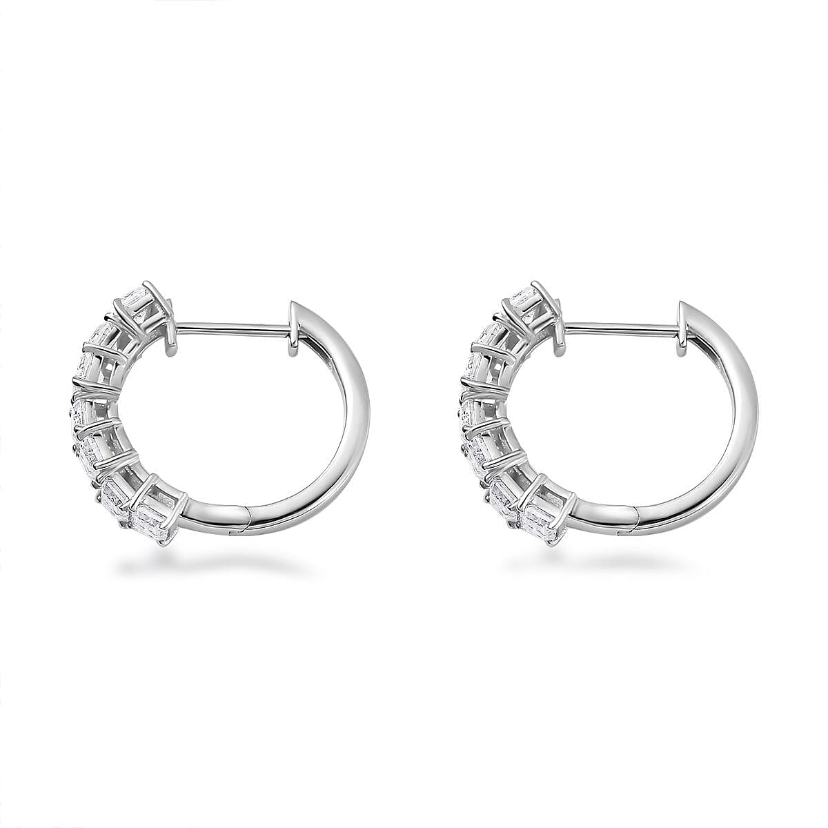 Moissanite Hoop Earrings in Platinum Over Sterling Silver 2.90 ctw image number 4