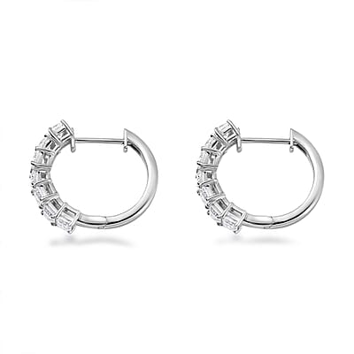 Moissanite Hoop Earrings in Platinum Over Sterling Silver 2.90 ctw