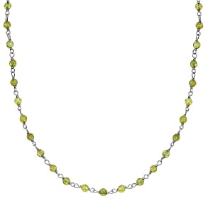 Peridot 20.00 ctw Necklace in Rhodium Over Sterling Silver 20 Inches