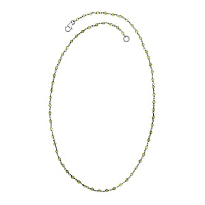 Peridot 20.00 ctw Necklace in Rhodium Over Sterling Silver 20 Inches