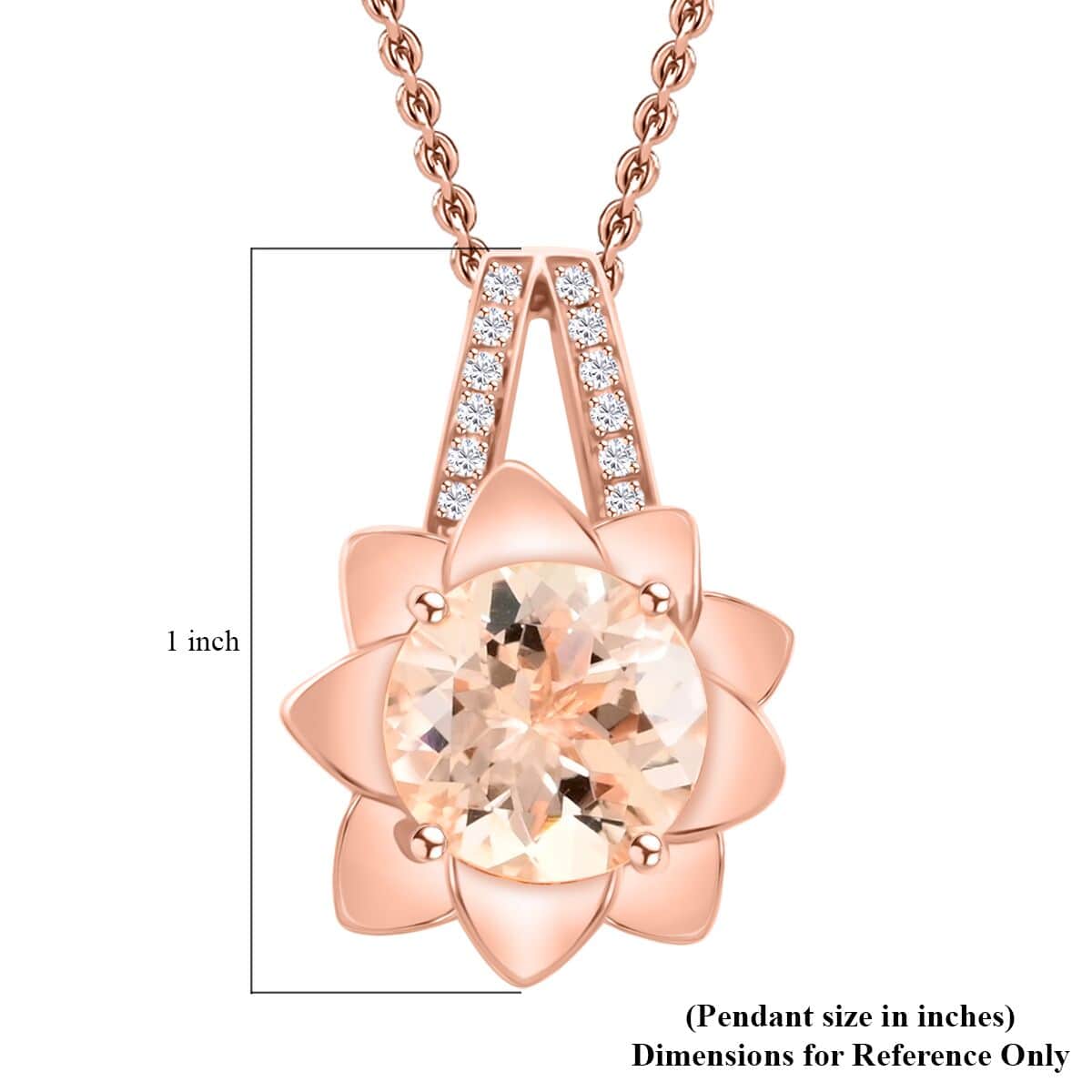 Luxoro 10K Rose Gold AAA Marropino Morganite and G-H I2 Diamond Daisy Floral Pendant 4.25 Grams 3.45 ctw image number 5