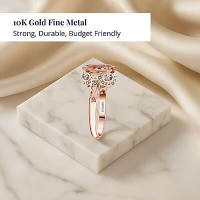Certified & Appraised Luxoro AAA Marropino Morganite and G-H I2 Diamond 4.15 ctw Ring in 10K Rose Gold (Size 11.0)