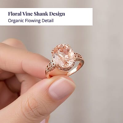 Certified & Appraised Luxoro AAA Marropino Morganite and G-H I2 Diamond 4.15 ctw Ring in 10K Rose Gold (Size 11.0)