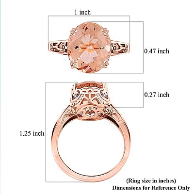 Certified & Appraised Luxoro AAA Marropino Morganite and G-H I2 Diamond 4.15 ctw Ring in 10K Rose Gold (Size 11.0)